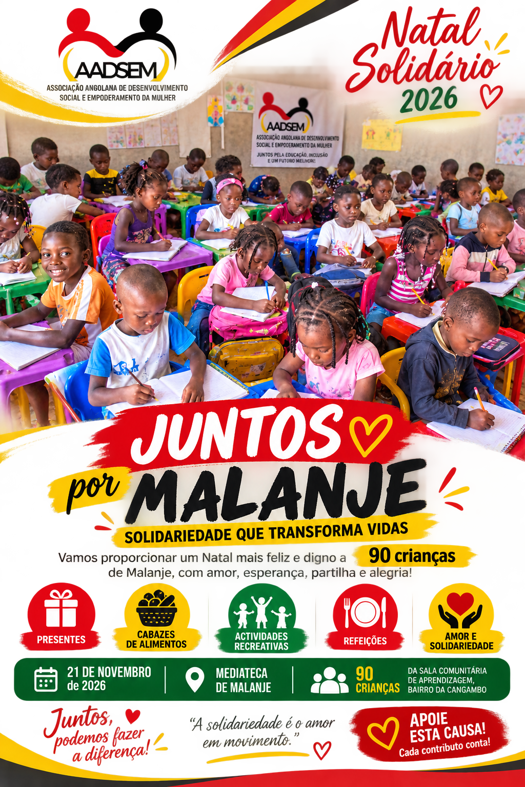 Imagem da campanha Juntos por Malanje: Um Natal de Esperança para 90 Crianças